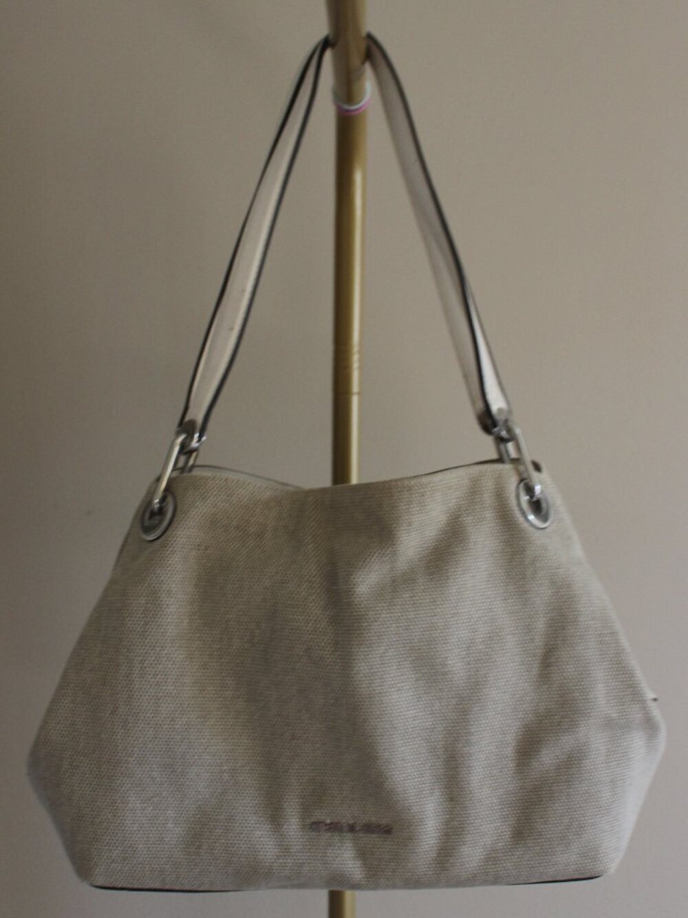 Michael Kors Raven Beige Canvas Tote